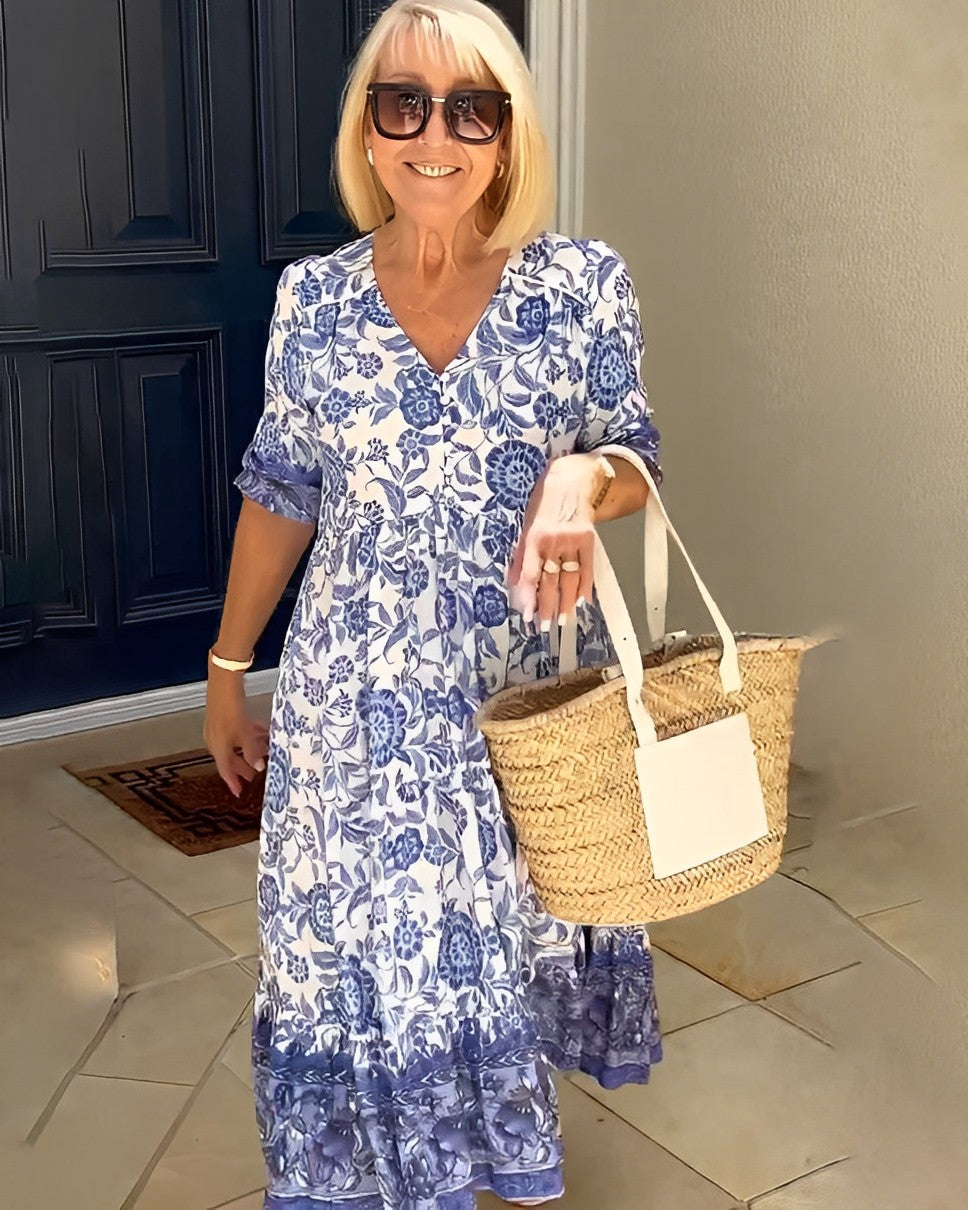 Vestido Flor de Horizonte | Estampado floral y escote en V