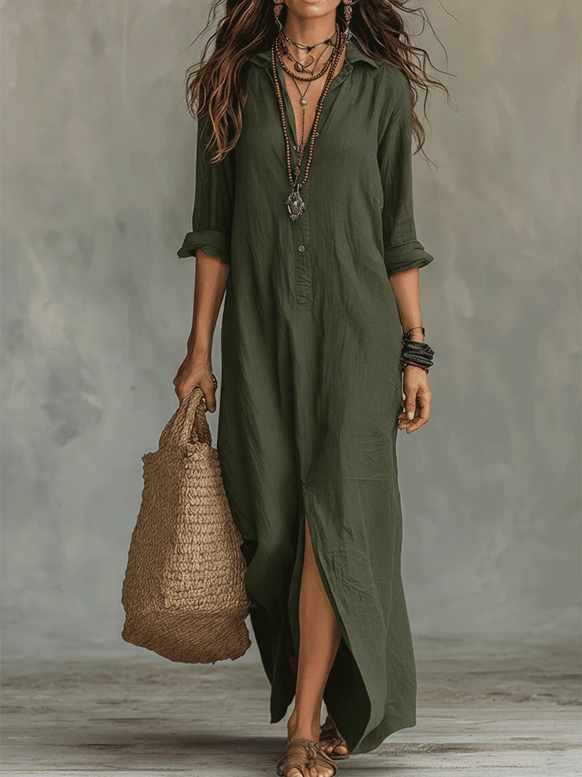 Vestido Trazo Sereno | Camisero de caída larga