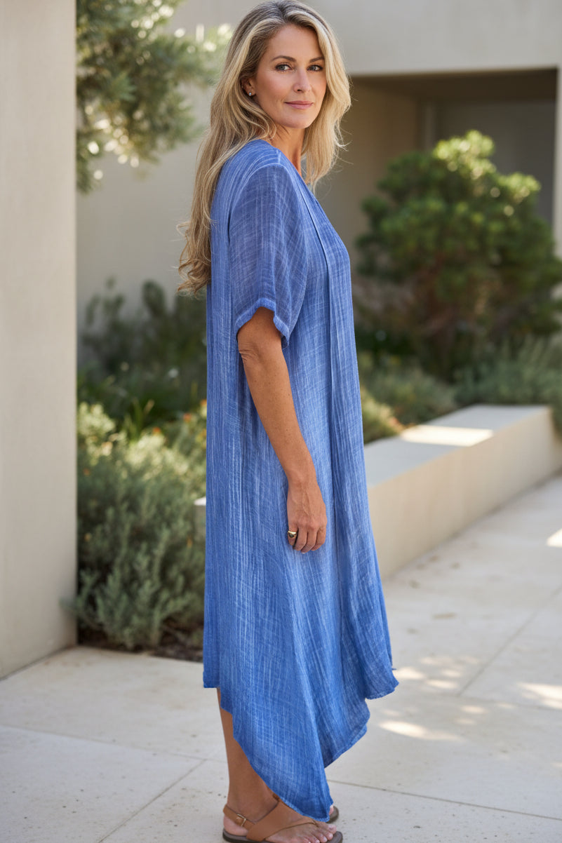 Vestido Tarde de Mandarina | Escote en V y caída holgada
