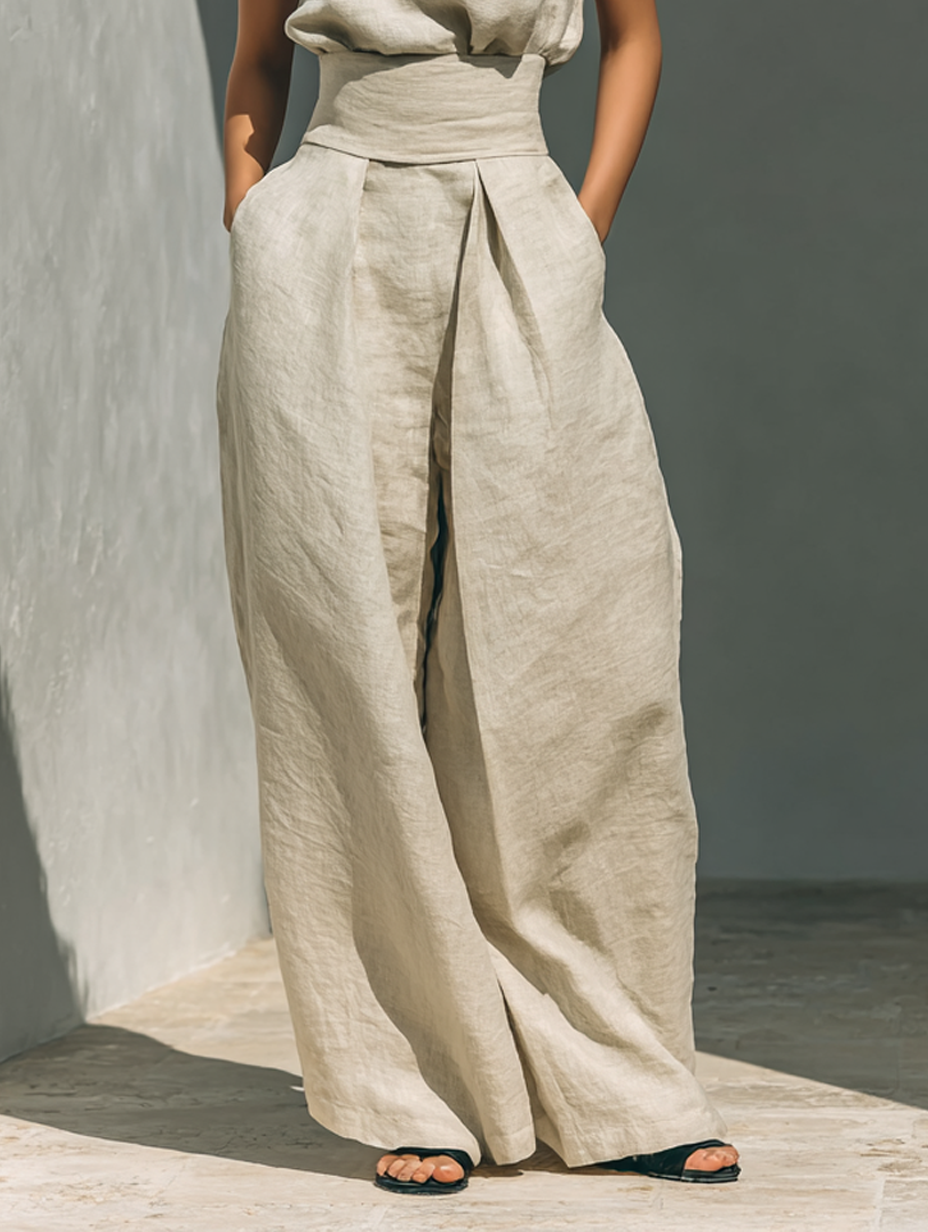 Conjunto Calma Mediterránea | Blusa sin mangas y pantalón amplio
