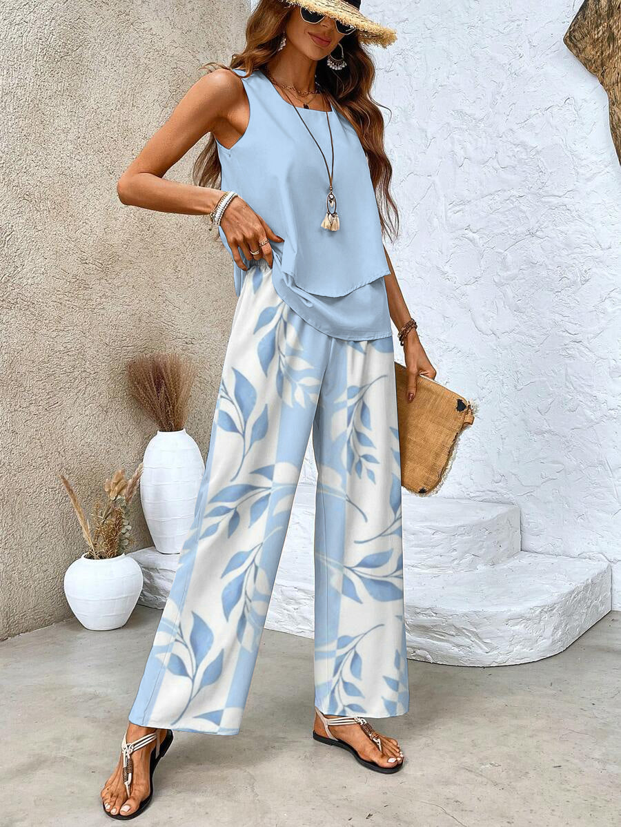 Conjunto Brisa Mediterránea | Blusa fluida y pantalón amplio