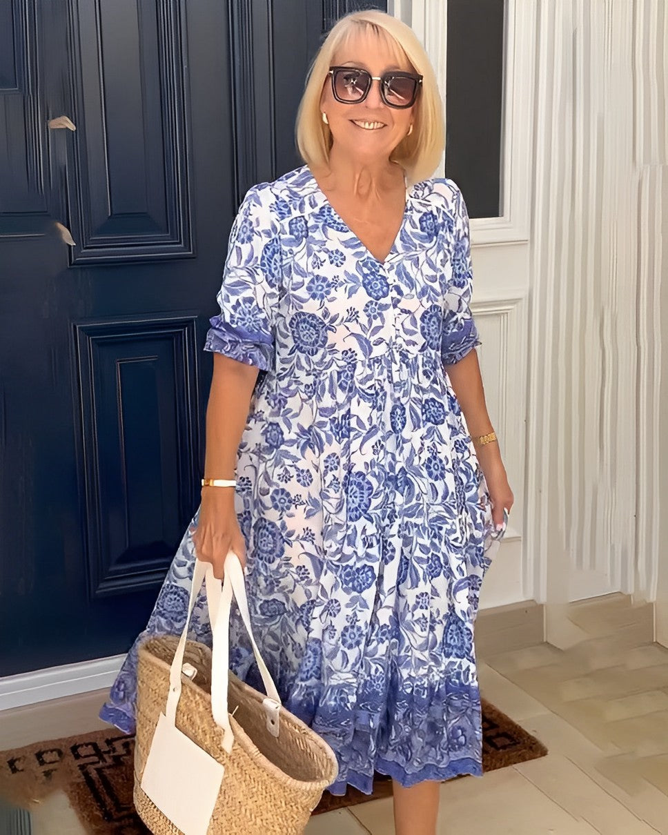 Vestido Flor de Horizonte | Estampado floral y escote en V