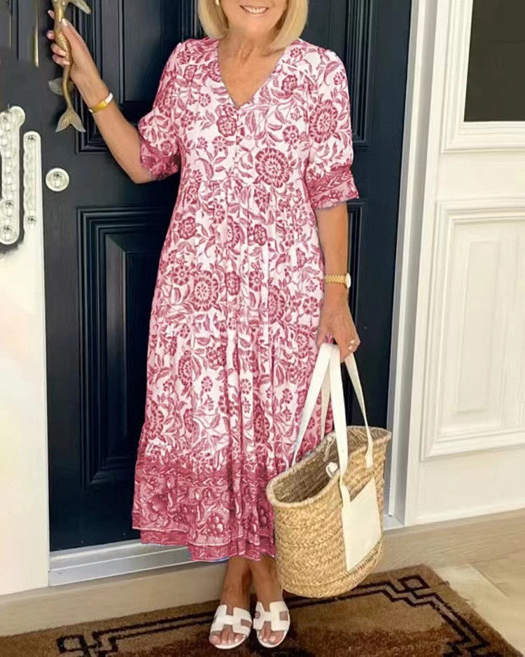 Vestido Flor de Horizonte | Estampado floral y escote en V