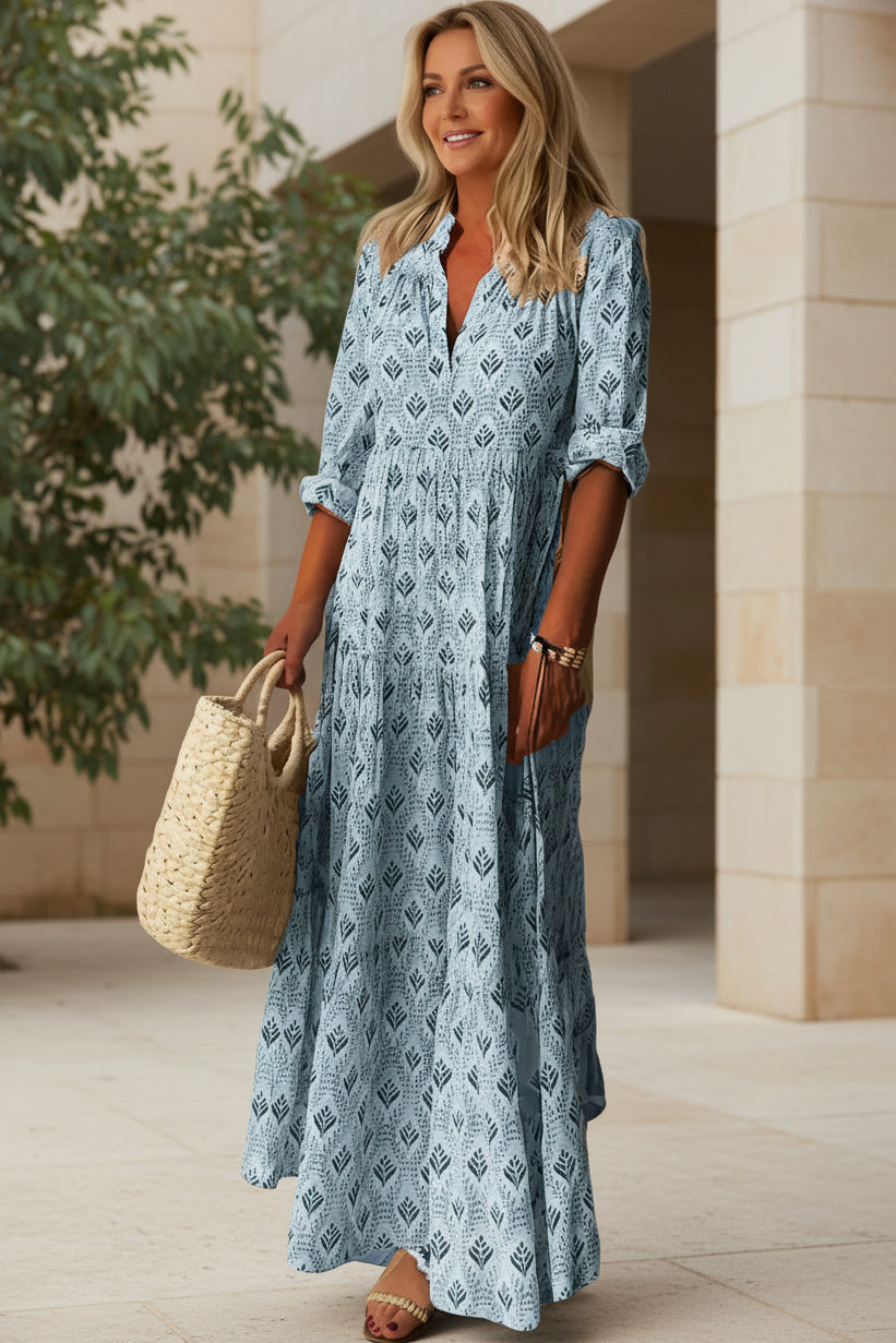 Vestido Sendero de Oliva | Aire bohemio y manga corta