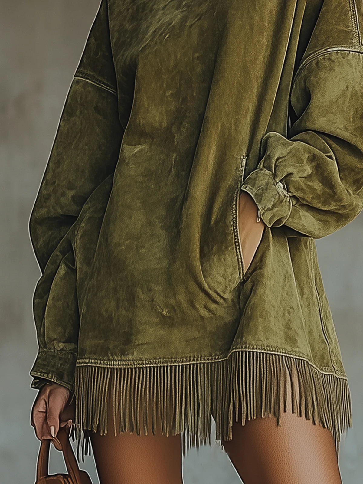 Jimena | Vestido de cuello alto con flecos