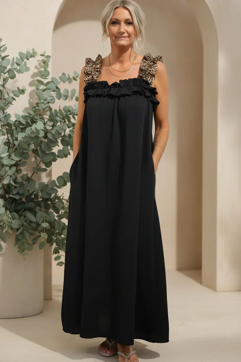 Vestido Oleaje Romántico | Tirantes anchos y escote con volantes