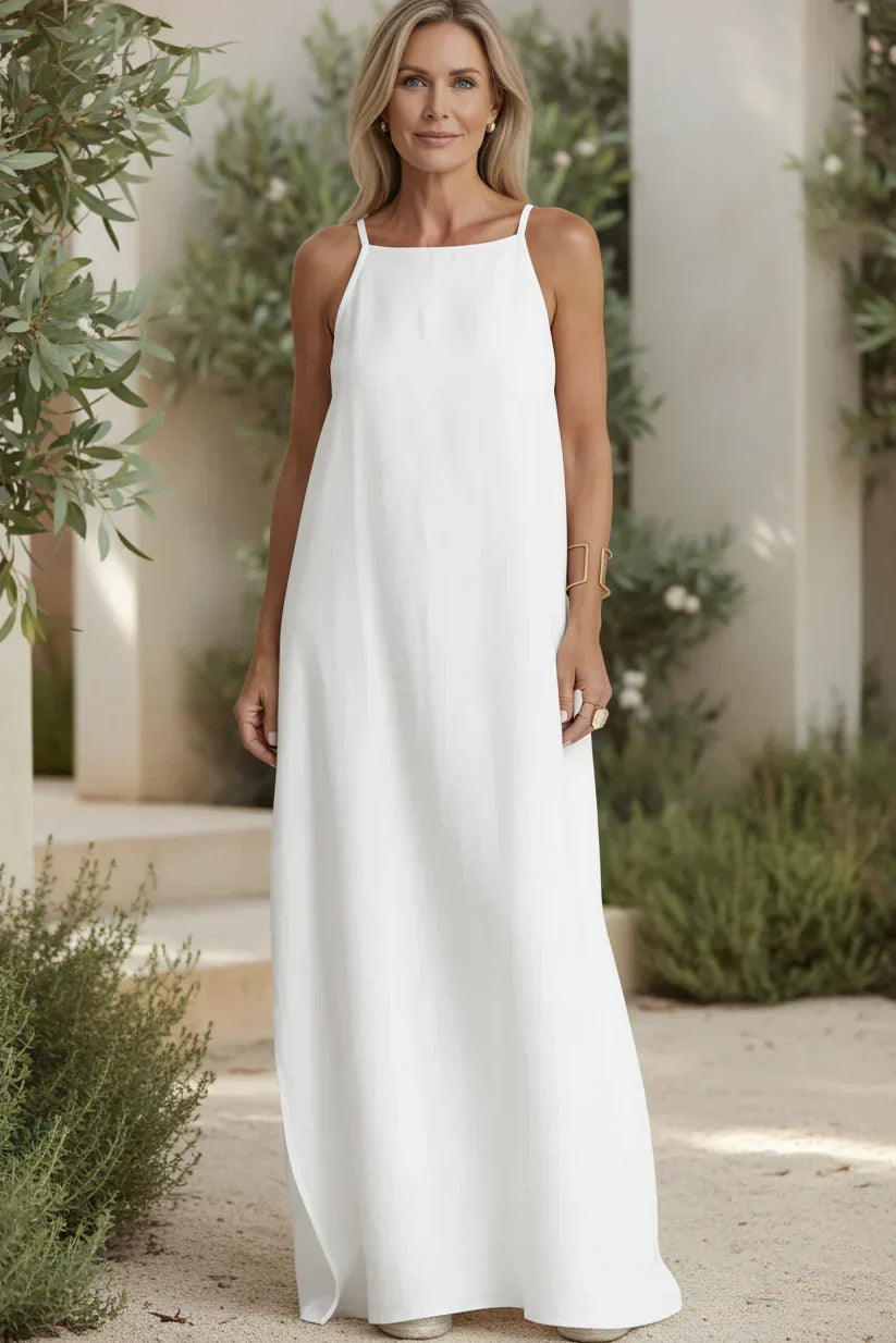 Vestido Línea Serena | Escote halter y caída minimalista