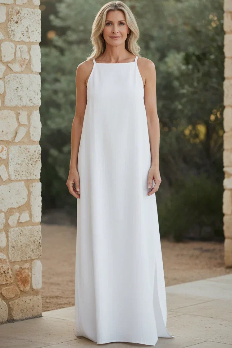 Vestido Línea Serena | Escote halter y caída minimalista