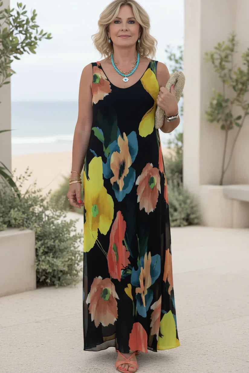 Vestido Galería en Flor | Flores artísticas sin mangas