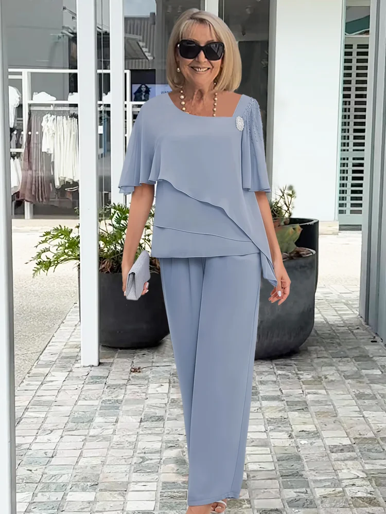 Conjunto Trazo Asimétrico | Blusa superpuesta y pantalón ancho