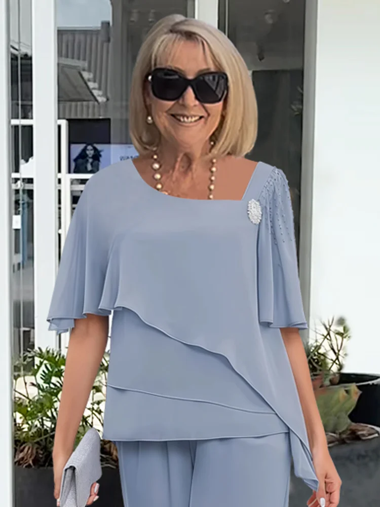 Conjunto Trazo Asimétrico | Blusa superpuesta y pantalón ancho