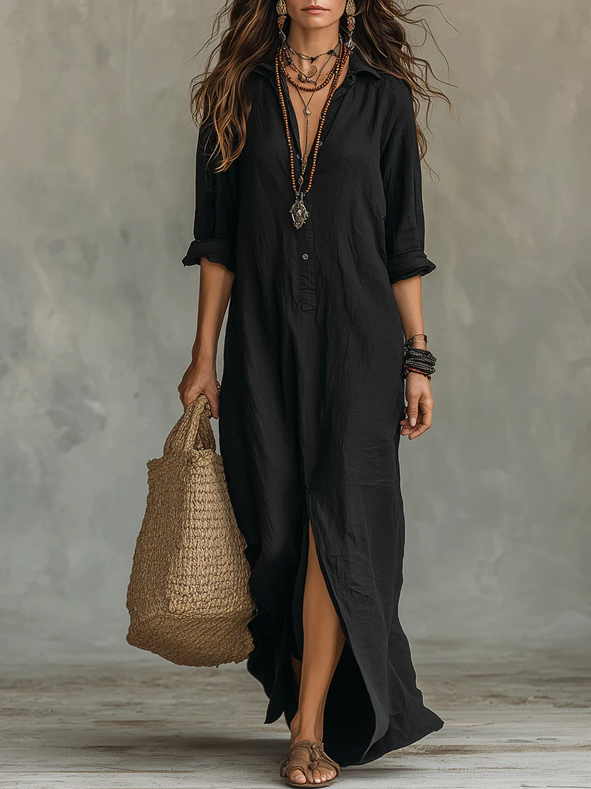 Vestido Trazo Sereno | Camisero de caída larga