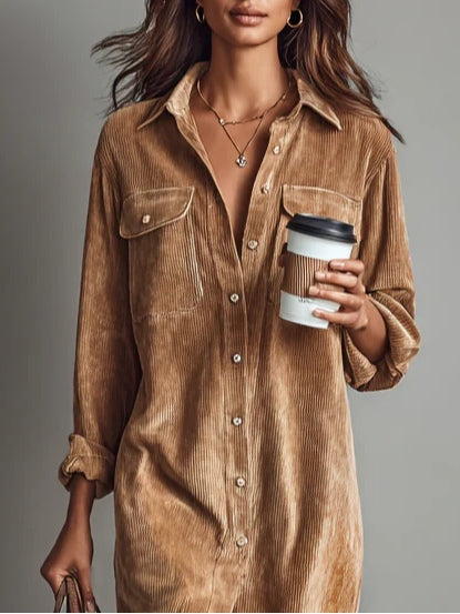Elisa | Vestido camisero midi con bolsillos