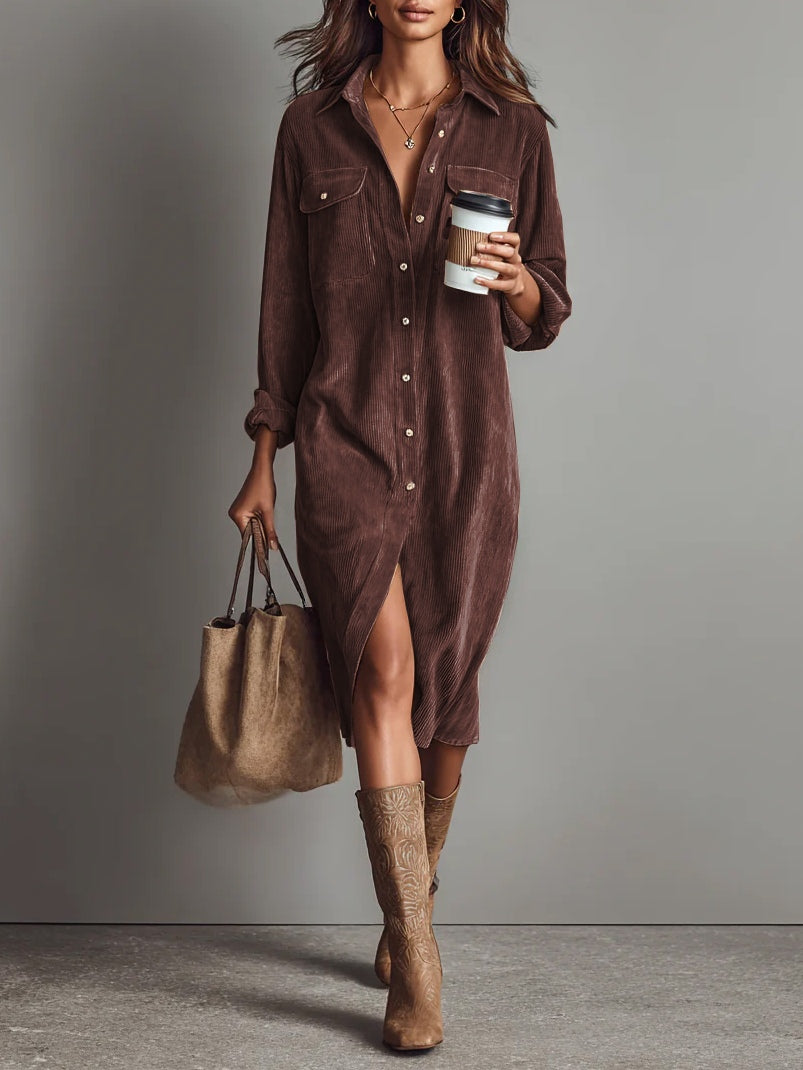 Elisa | Vestido camisero midi con bolsillos