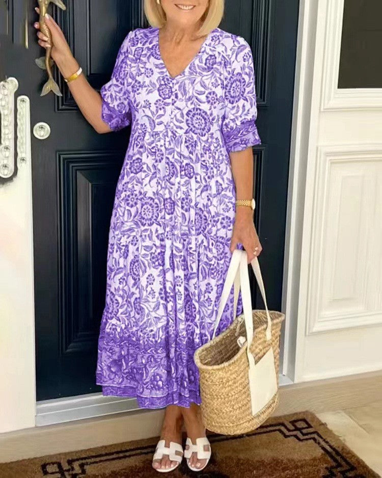 Vestido Flor de Horizonte | Estampado floral y escote en V