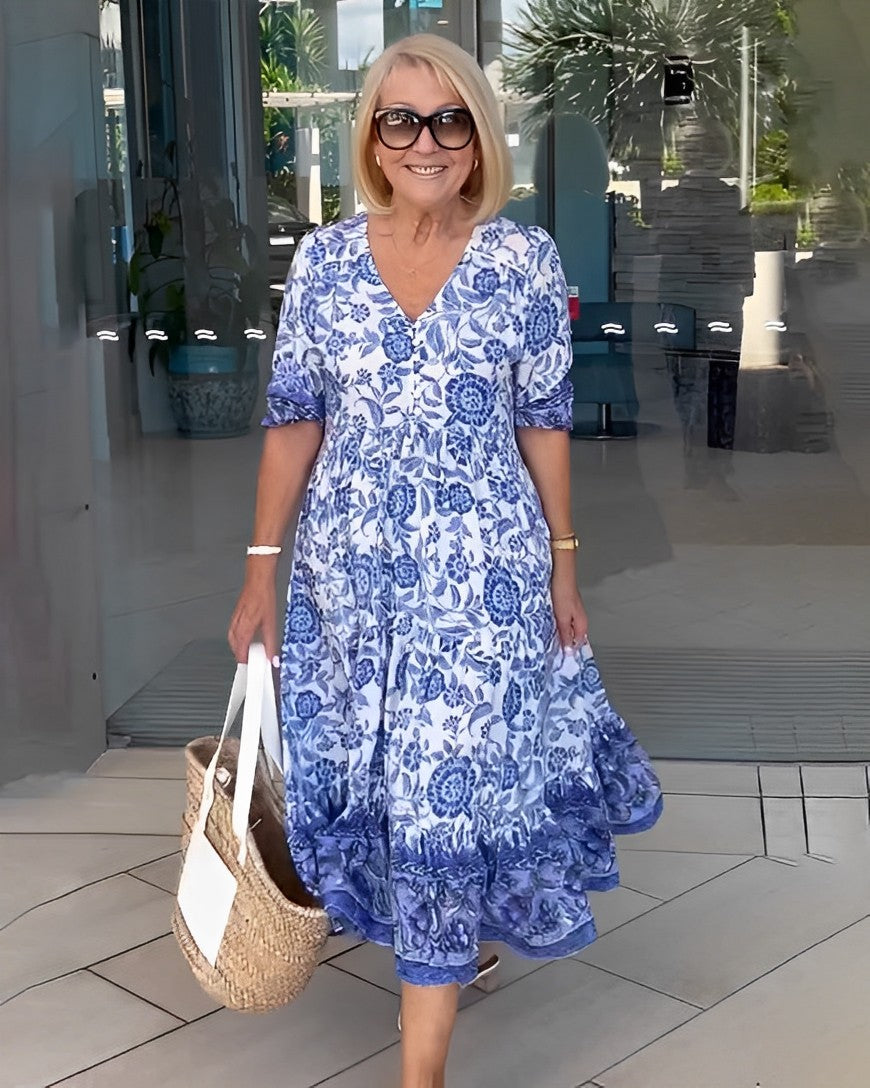 Vestido Flor de Horizonte | Estampado floral y escote en V