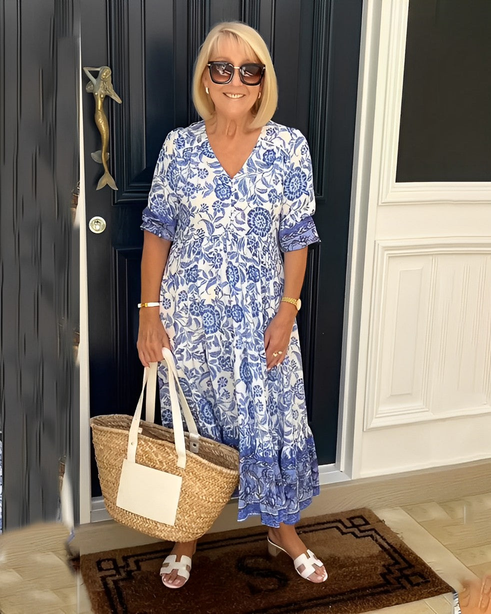 Vestido Flor de Horizonte | Estampado floral y escote en V