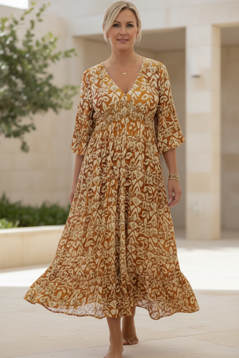 Vestido Marea Bohemia | Estampado vivo sin mangas