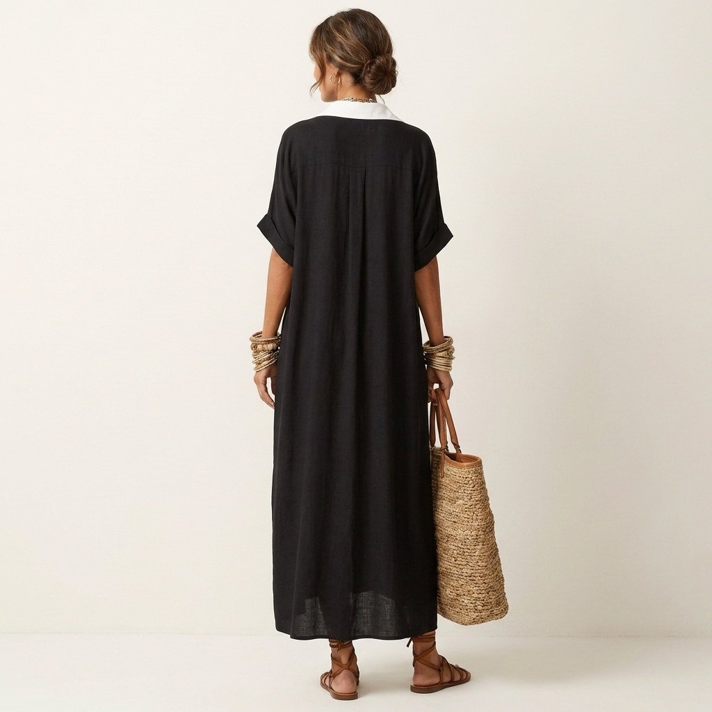 Vestido Sorrento camisero con cuello en contraste
