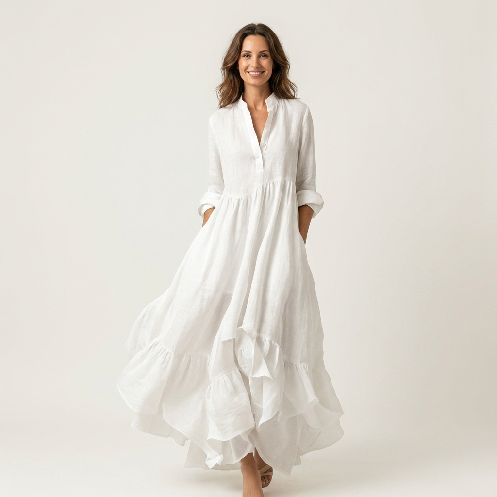Vestido Luz de Abril largo con bajo de volantes