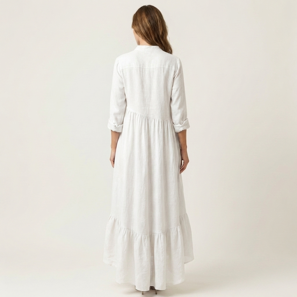 Vestido Luz de Abril largo con bajo de volantes