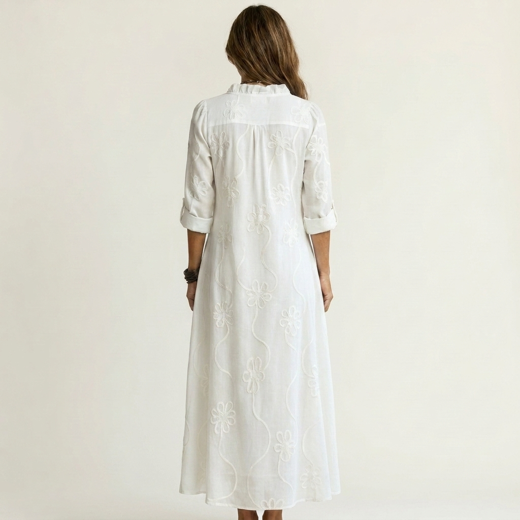 Vestido Silvestre largo con bordado floral