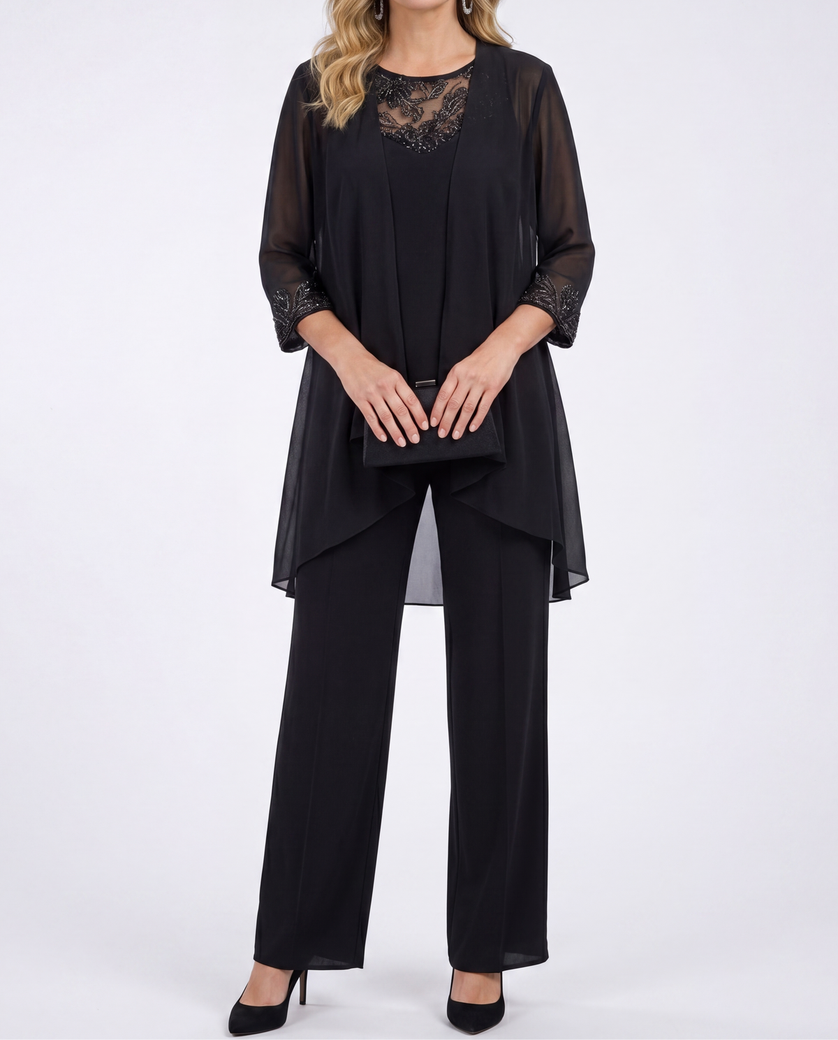 Conjunto Brisa de Gala | Chaqueta abierta, top y pantalón amplio