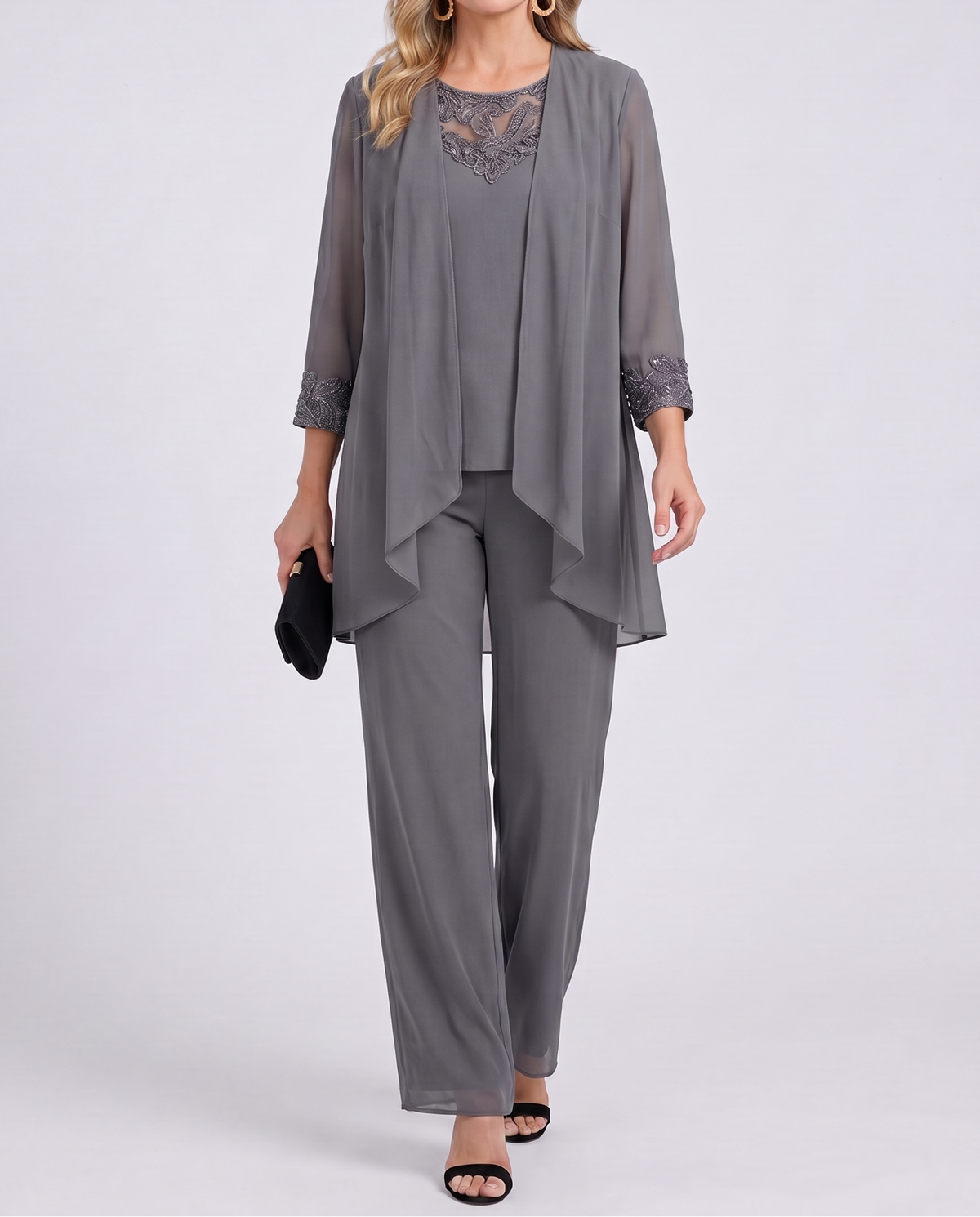Conjunto Brisa de Gala | Chaqueta abierta, top y pantalón amplio