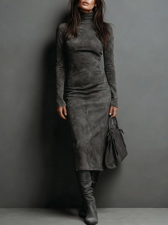 Vera | Vestido midi entallado de cuello alto