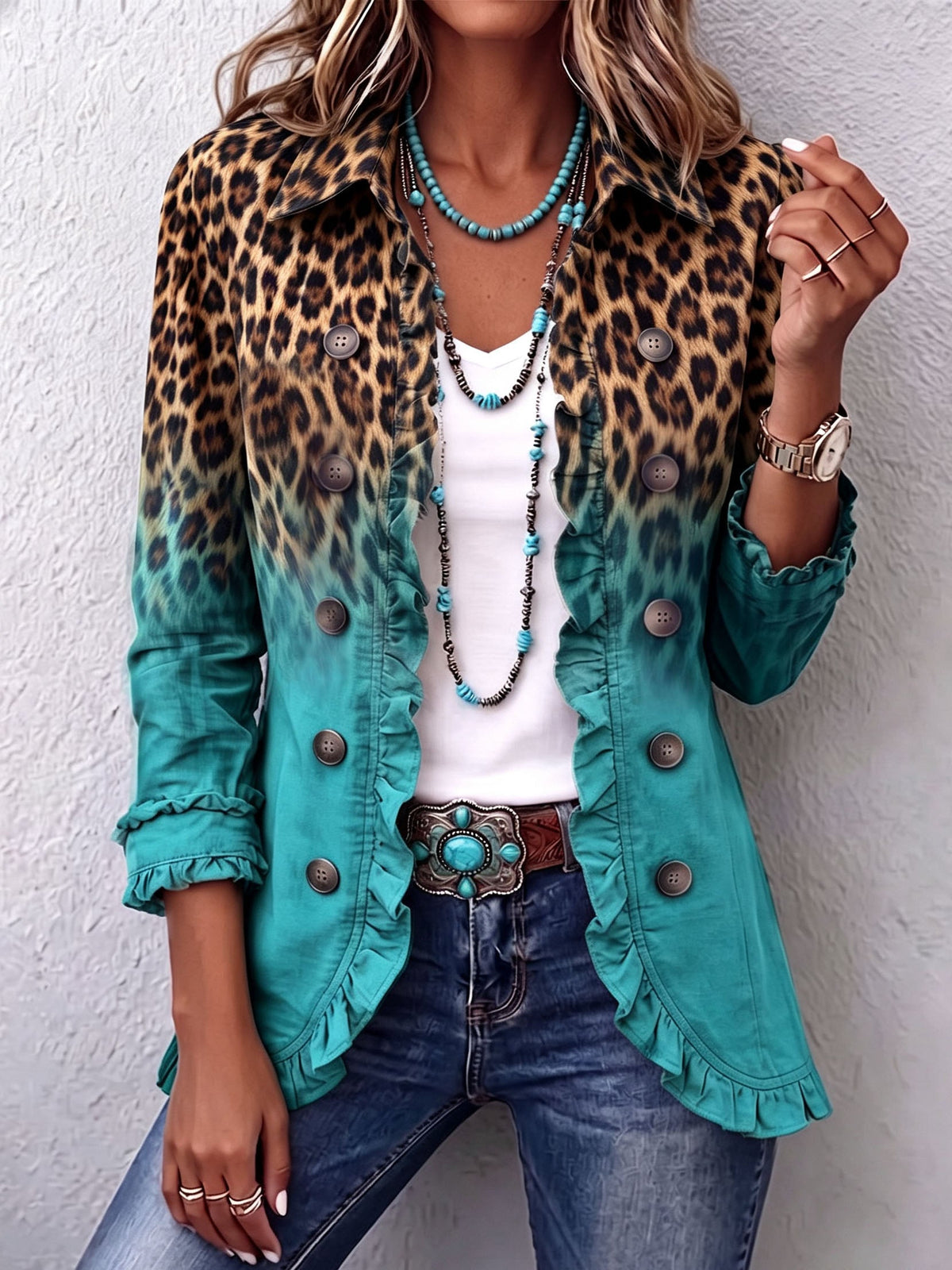 Americana Caleta | Leopardo degradado con volantes
