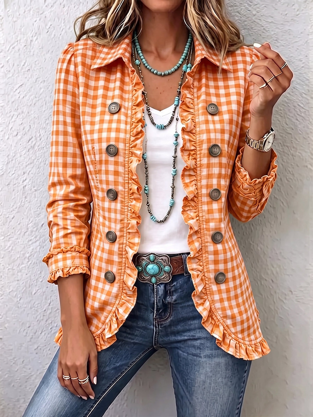 Chaqueta Pradera | Cuadros vichy y volantes