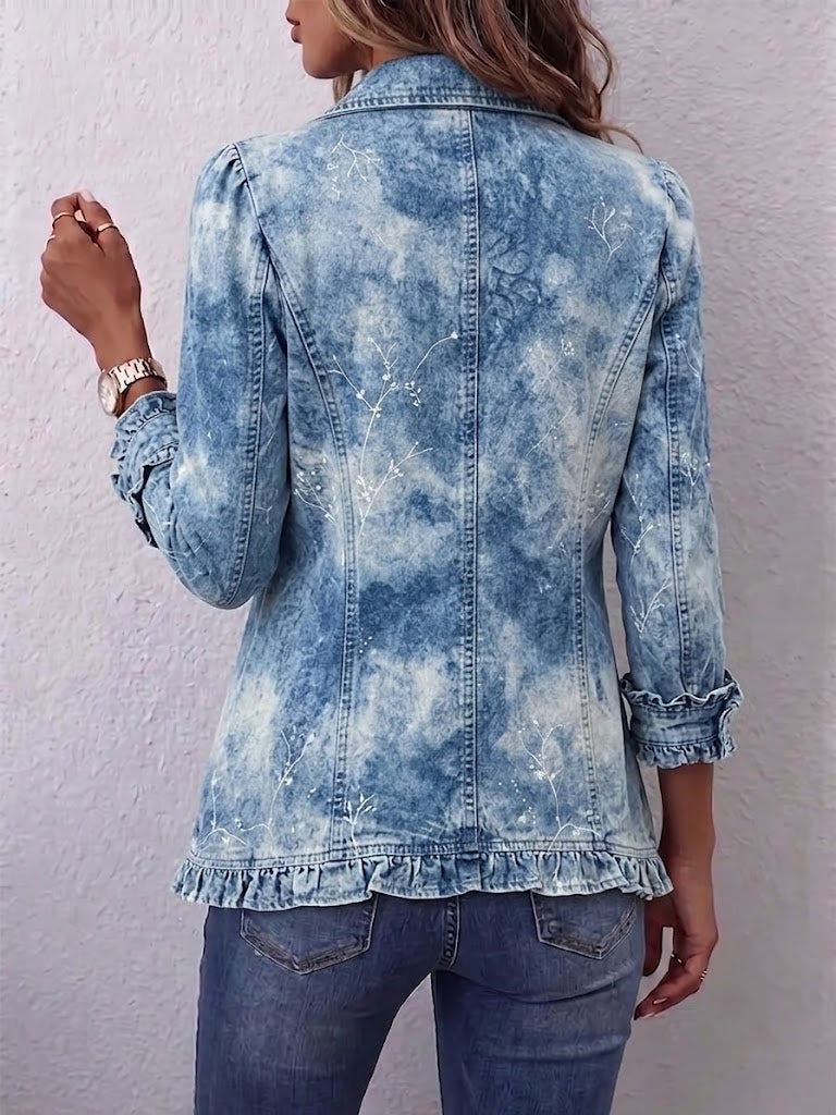 Chaqueta Alborán | Estampado botánico azul y volantes