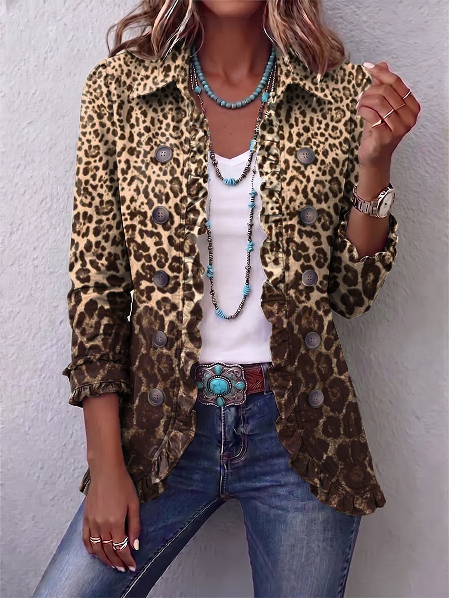 Chaqueta Jara | Leopardo multicolor y volantes