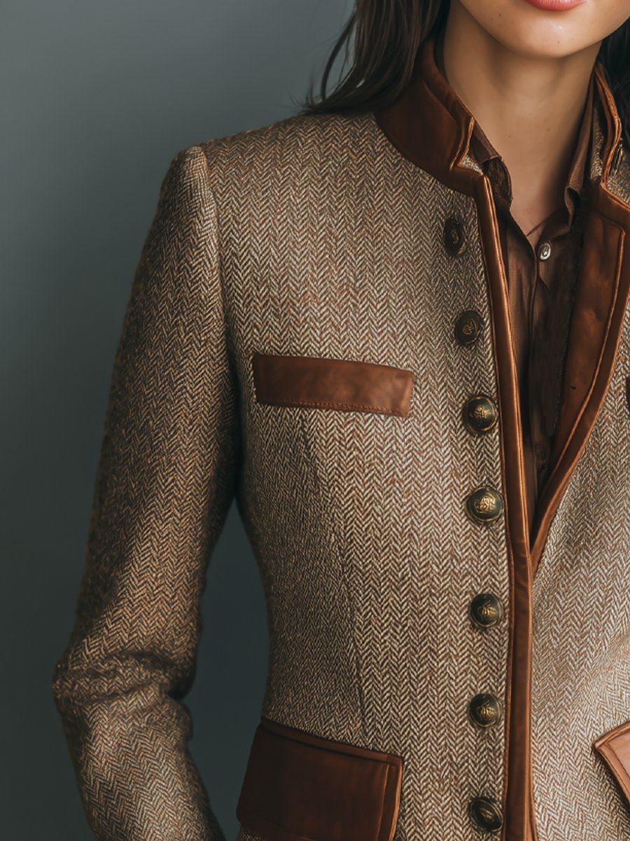 Chaqueta Balmoral de espiga y ribetes
