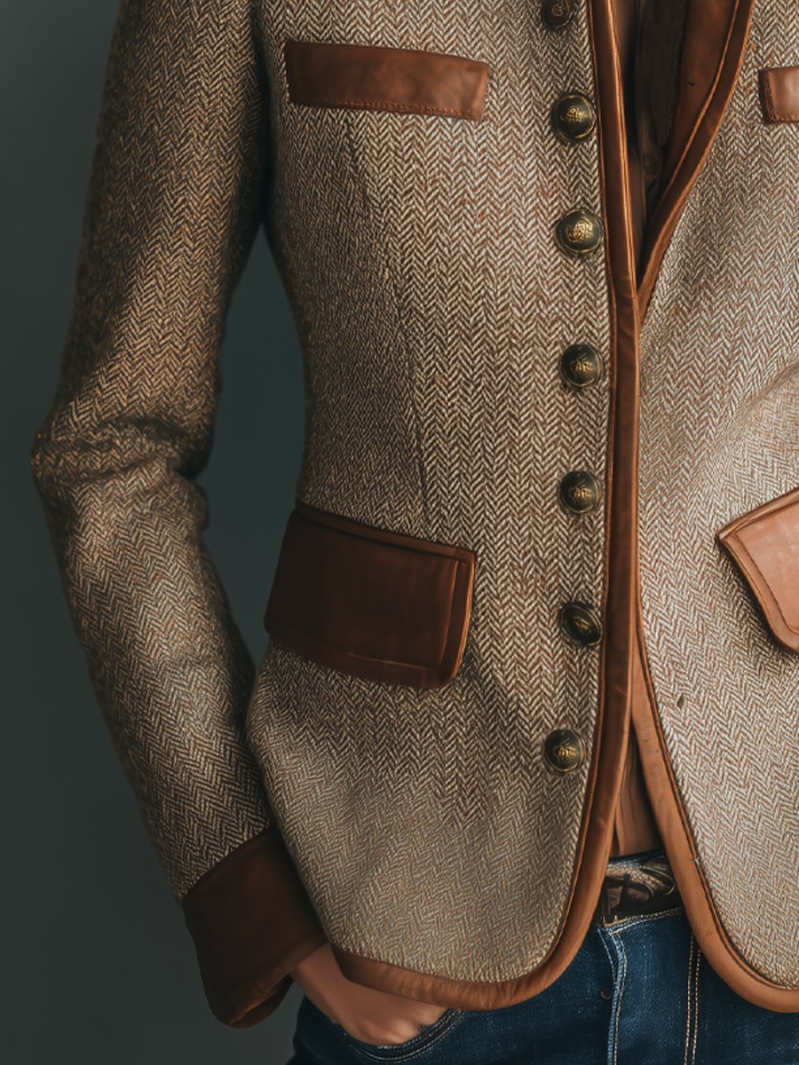 Chaqueta Balmoral de espiga y ribetes