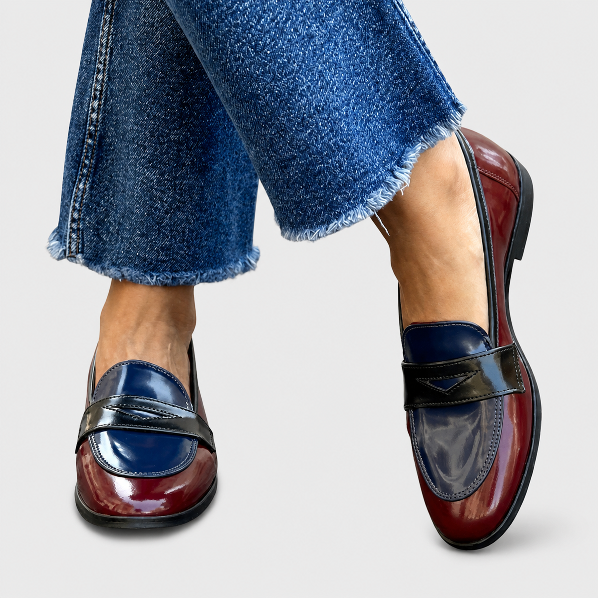 Mocasines Velázquez | Contraste bicolor y adorno frontal