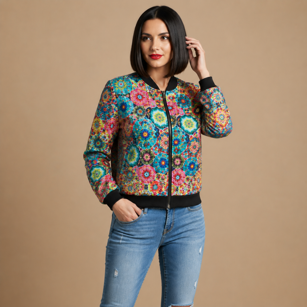 Bomber Botánica estampada