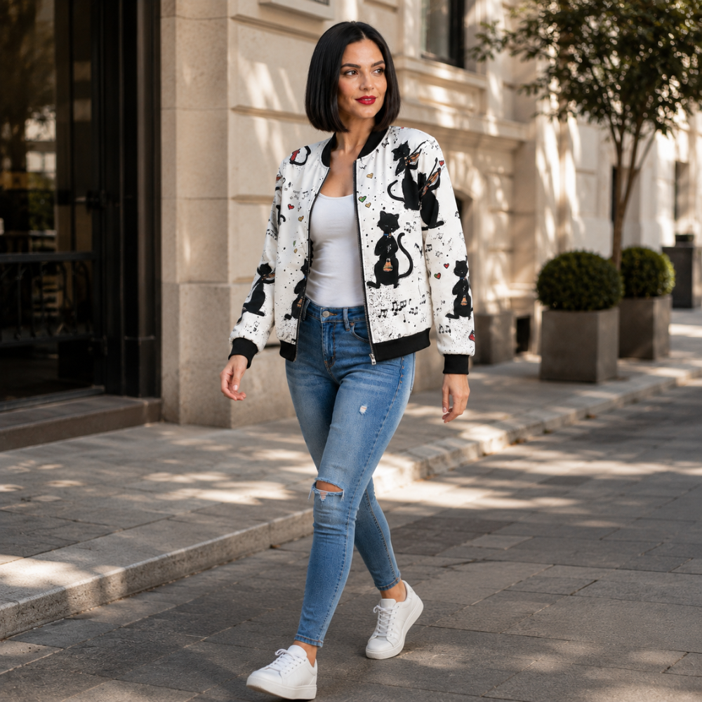 Bomber Botánica estampada