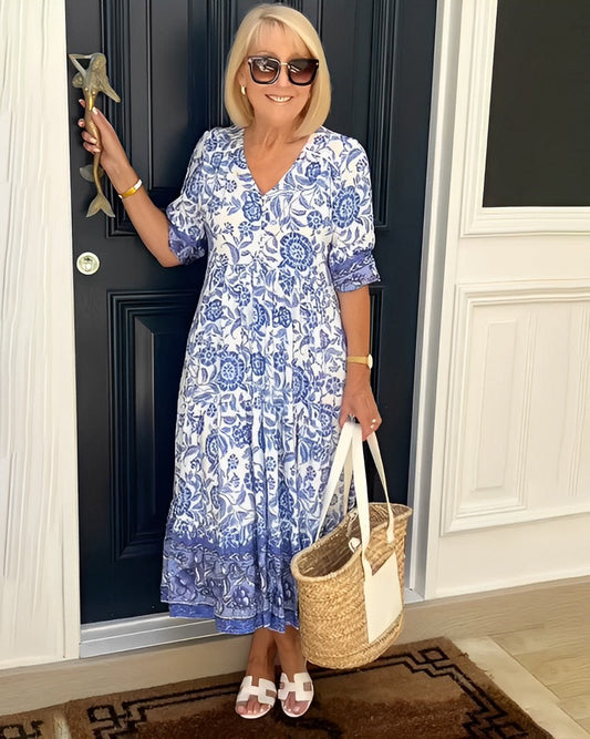 Vestido Flor de Horizonte | Estampado floral y escote en V