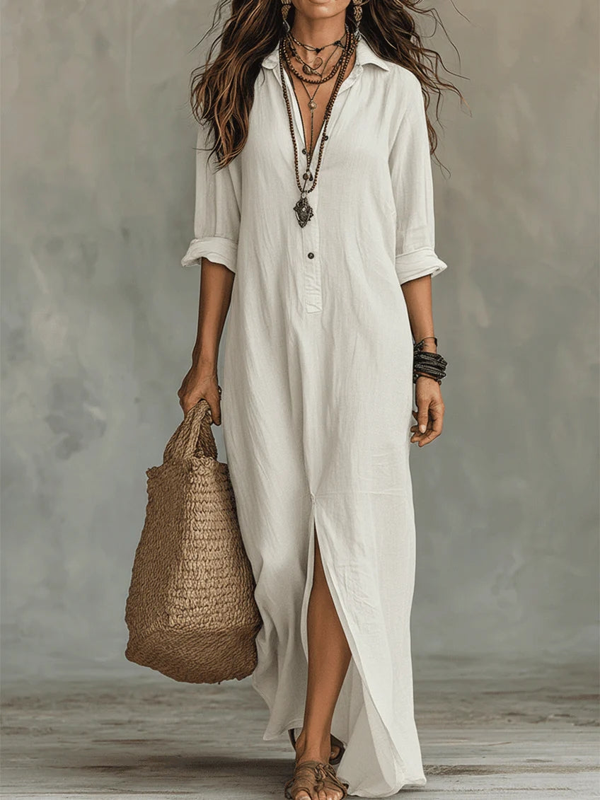 Vestido Trazo Sereno | Camisero de caída larga