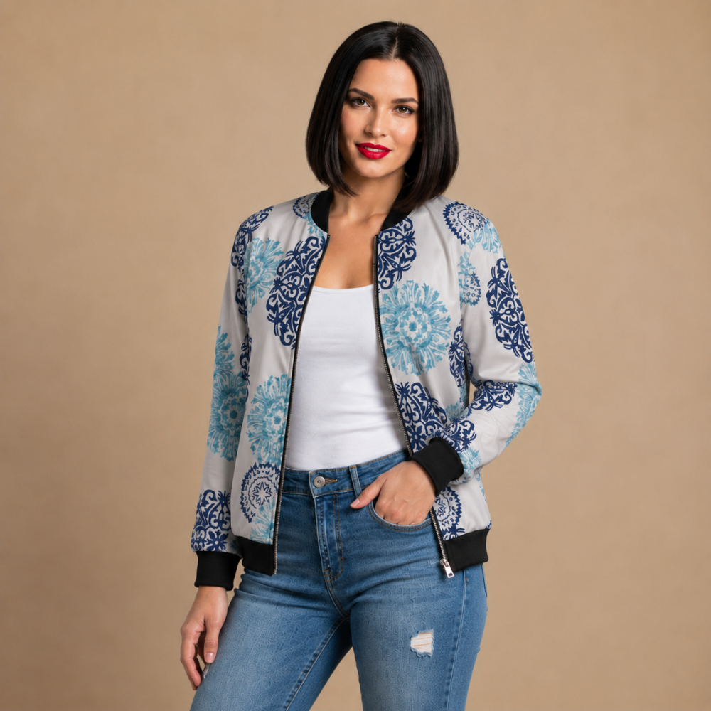 Bomber Botánica estampada
