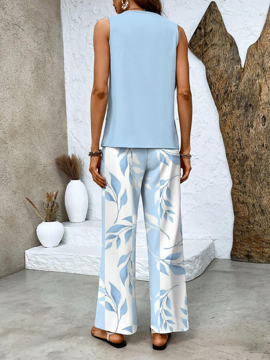 Conjunto Brisa Mediterránea | Blusa fluida y pantalón amplio