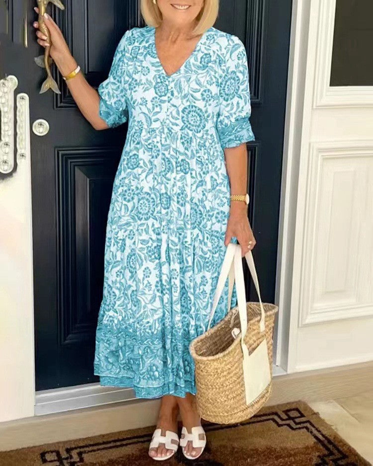 Vestido Flor de Horizonte | Estampado floral y escote en V