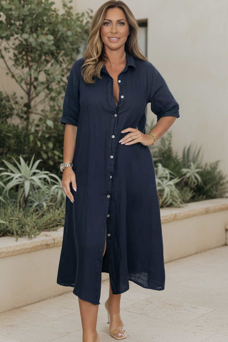 Vestido Paseo de Olivos | Estilo camisero de manga corta