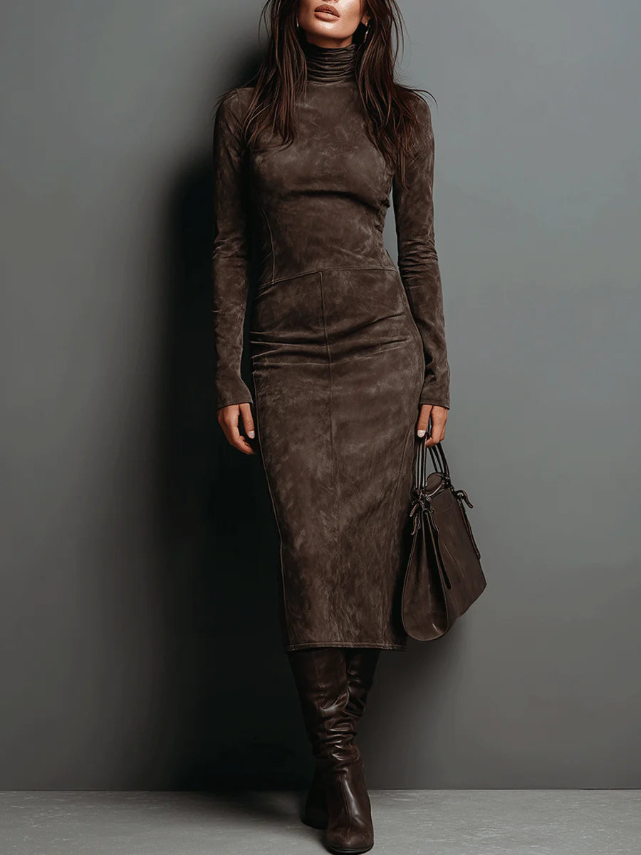 Vera | Vestido midi entallado de cuello alto