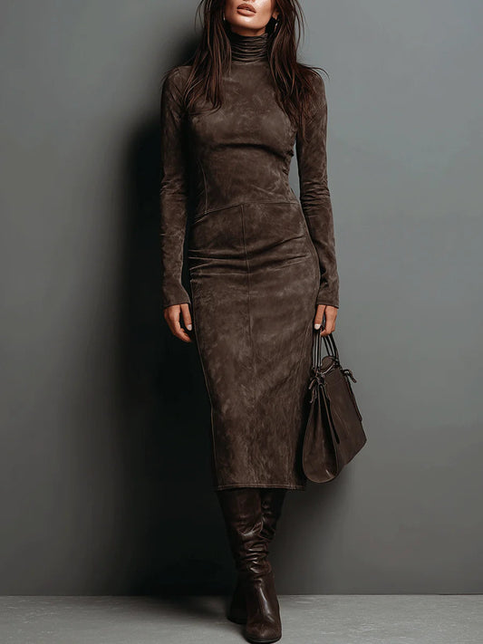 Vera | Vestido midi entallado de cuello alto
