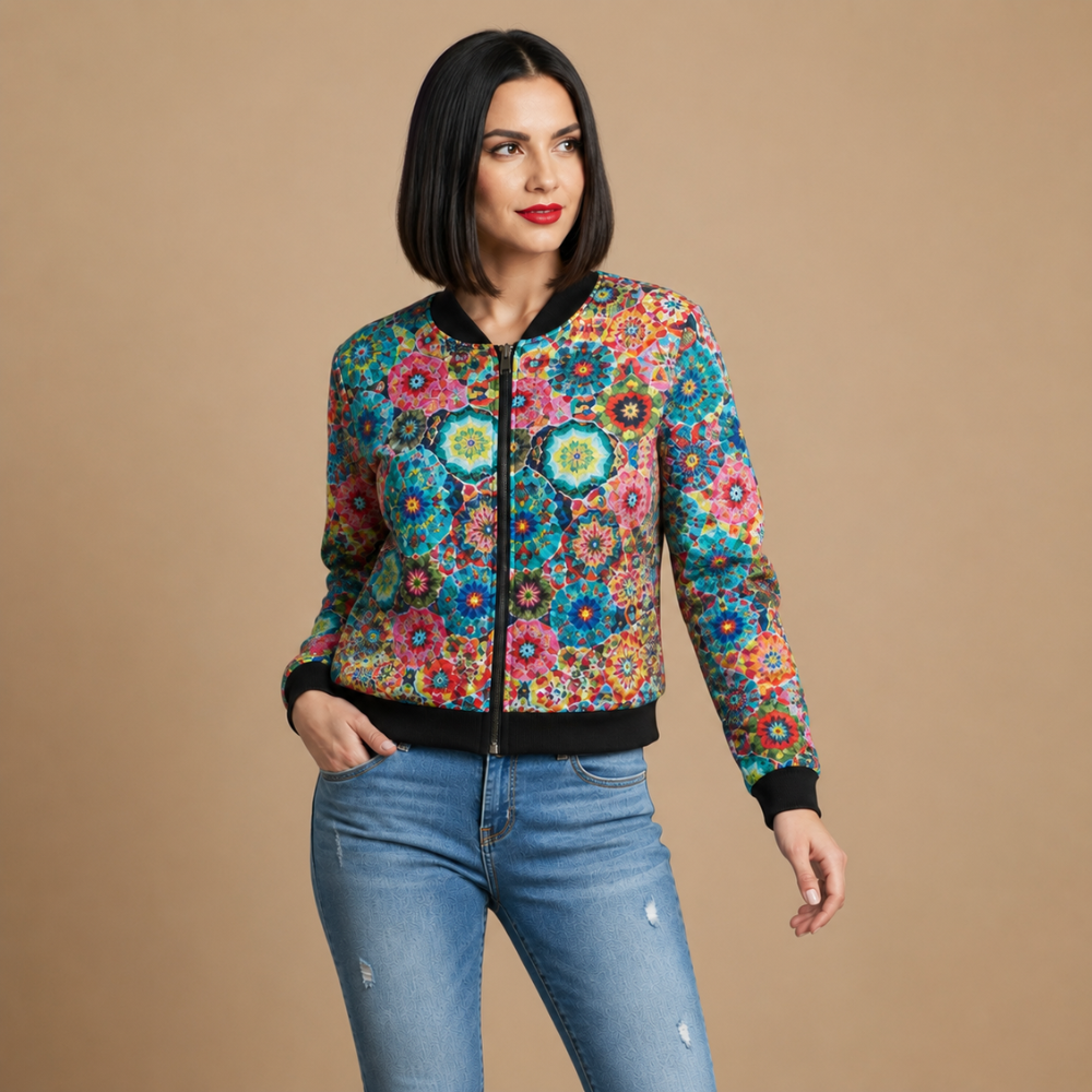 Bomber Botánica estampada