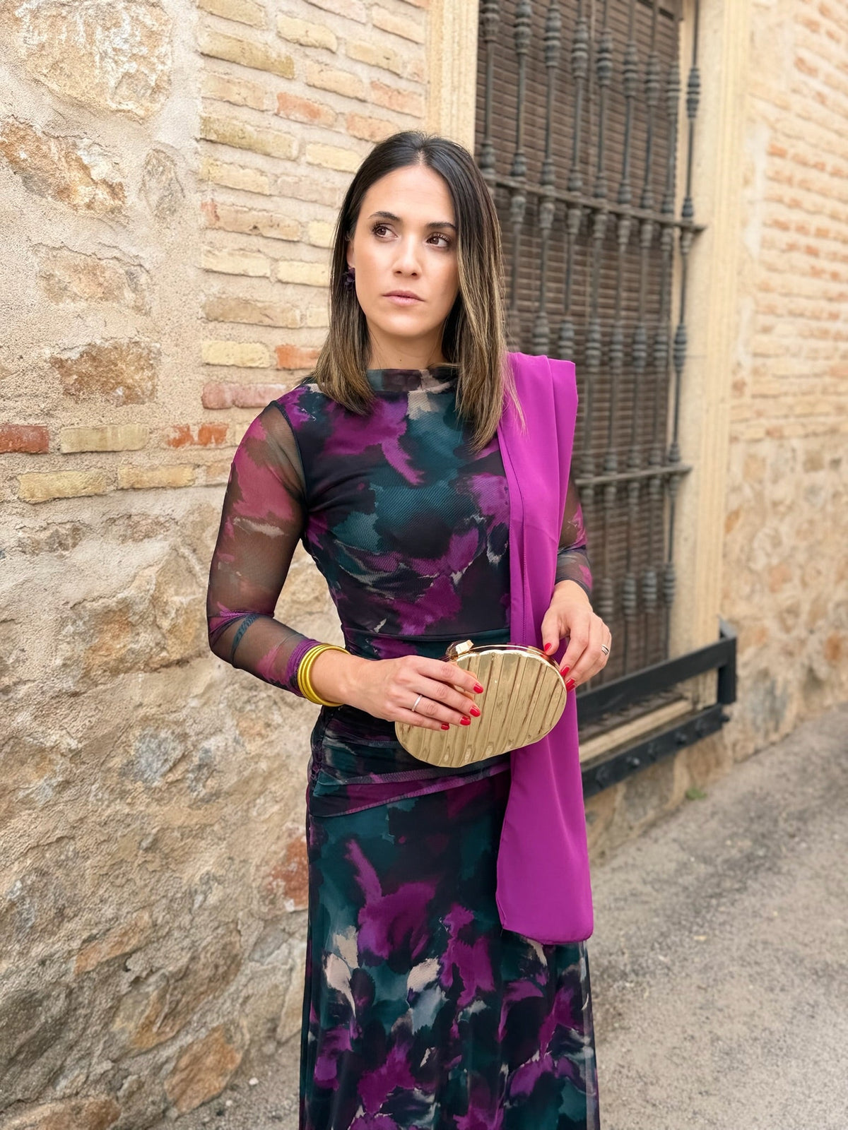 Vestido midi de tul estampado | Marlena