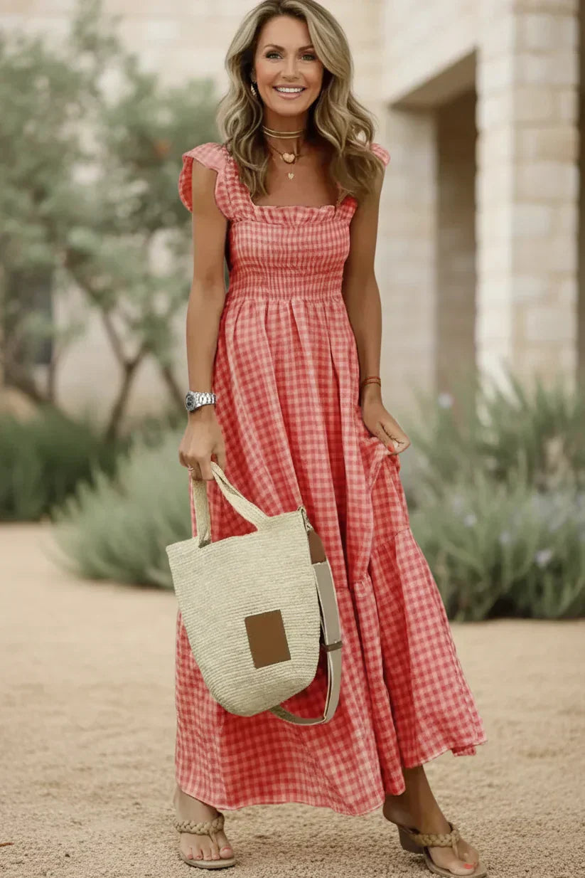 Vestido Picnic de Abril | Cuadros, cuerpo fruncido y volantes