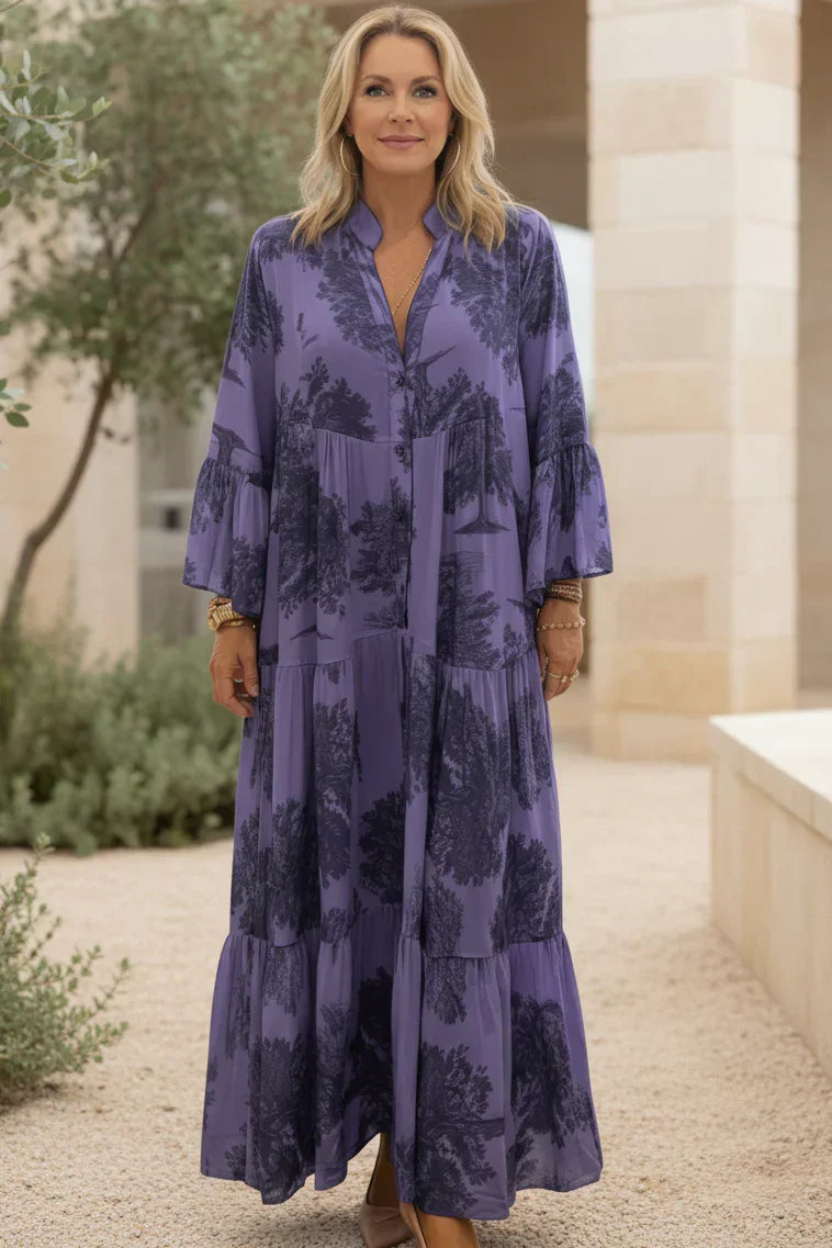 Vestido Bosque de Bruma | Motivos botánicos y mangas acampanadas